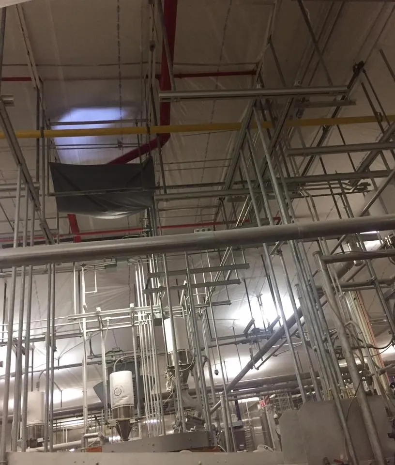 Pipes over temporary suspended ceiling covers