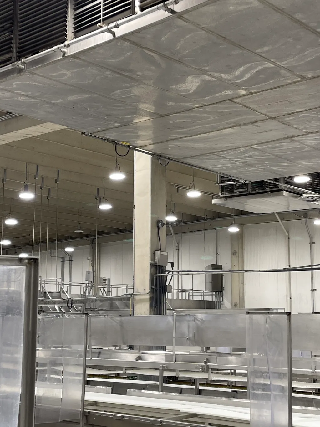 A site with temporary suspended ceiling covers