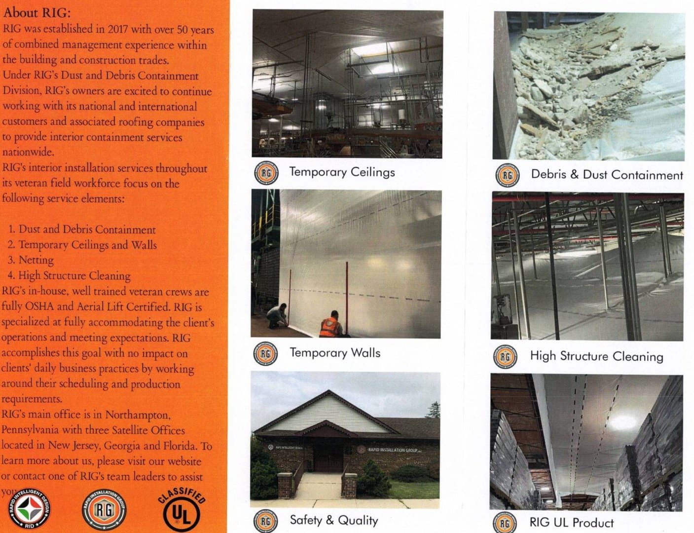 A brochure with pictures of various construction projects.